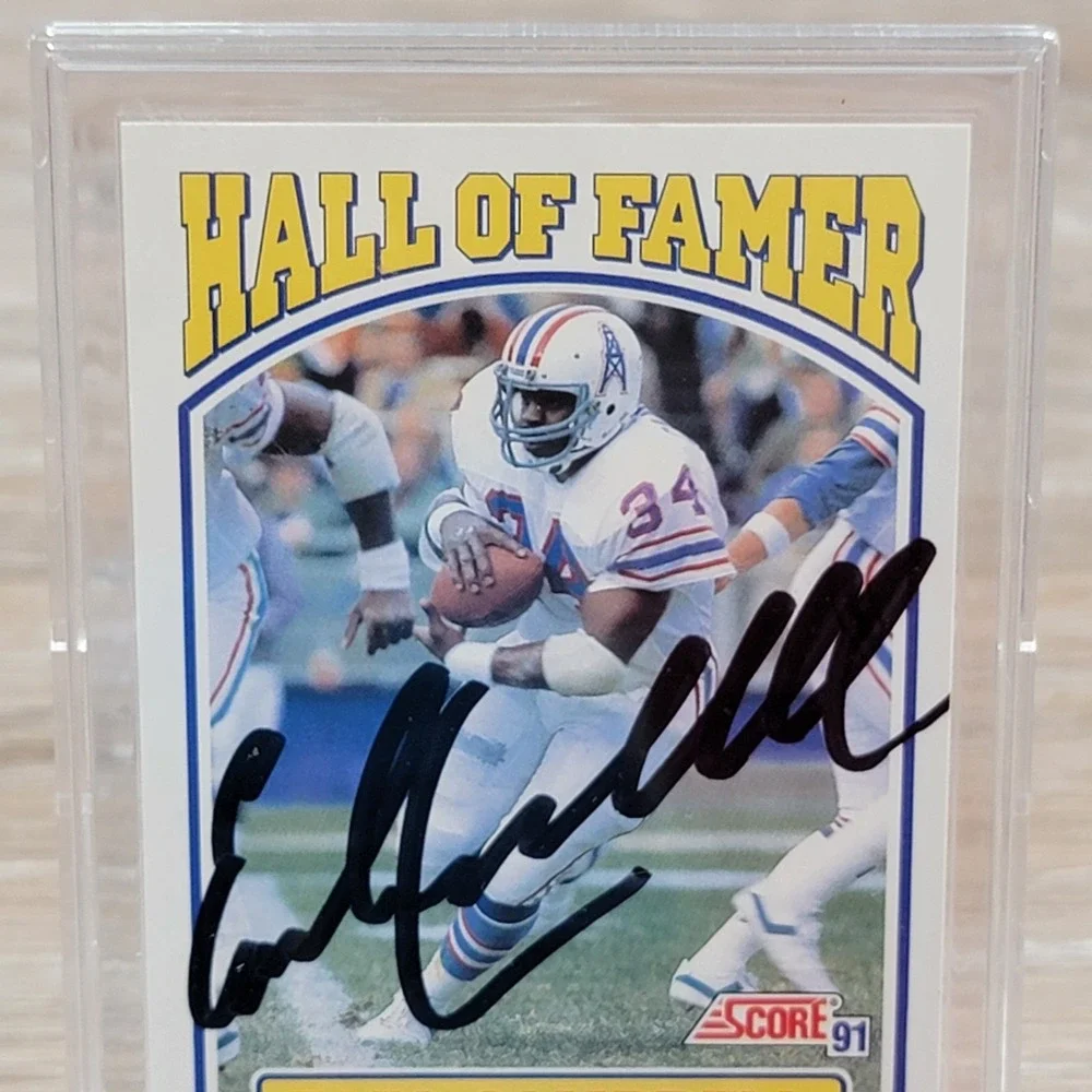 1991 Score Earl Campbell Signed Hall of Famer Autograph Card 674 Houston Oilers